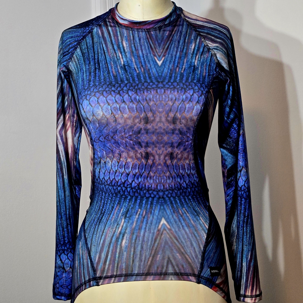 NOPAL | Psechedelic Blue and Purple Pattern | Fitted Long Sleeve Thermal Shirt